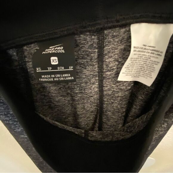 Nike Pro Hypercool mesh leggings heathered grey black full length XS - Picture 10 of 10